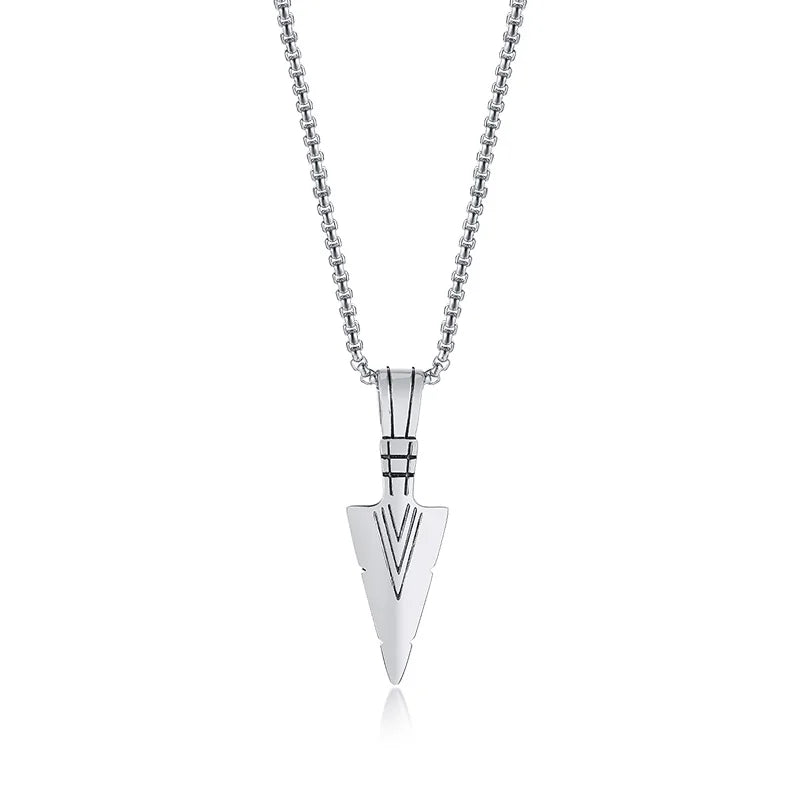 Arrowhead Tribal Spear Pendant — Stainless