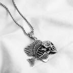 Charm Skeleton Fish Pendant Necklace Hip Hop Rock Fashionable Men Women Simple Necklace Sweater Chain Accessories Jewelry