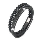 Charm Magnet Clasp Natural Stone Bead Bracelet — Stainless Steel