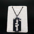 Gothic Heart Blade Necklace — Black Stainless