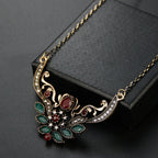 Sunspicems Gray Crystal Bohemia Turkish Women Pendant Necklace Retor Gold Color Indian Flower Charm Choker Wedding