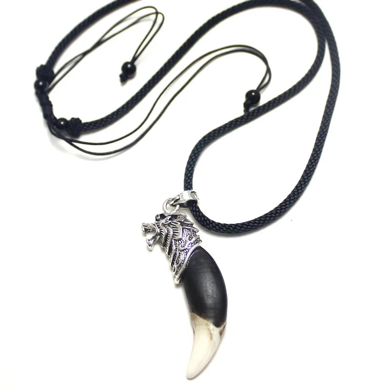 Wolf Tooth Necklace Man Brave Real Tooth Pendant Punk Rock Wild Accessories Classic Jewelry