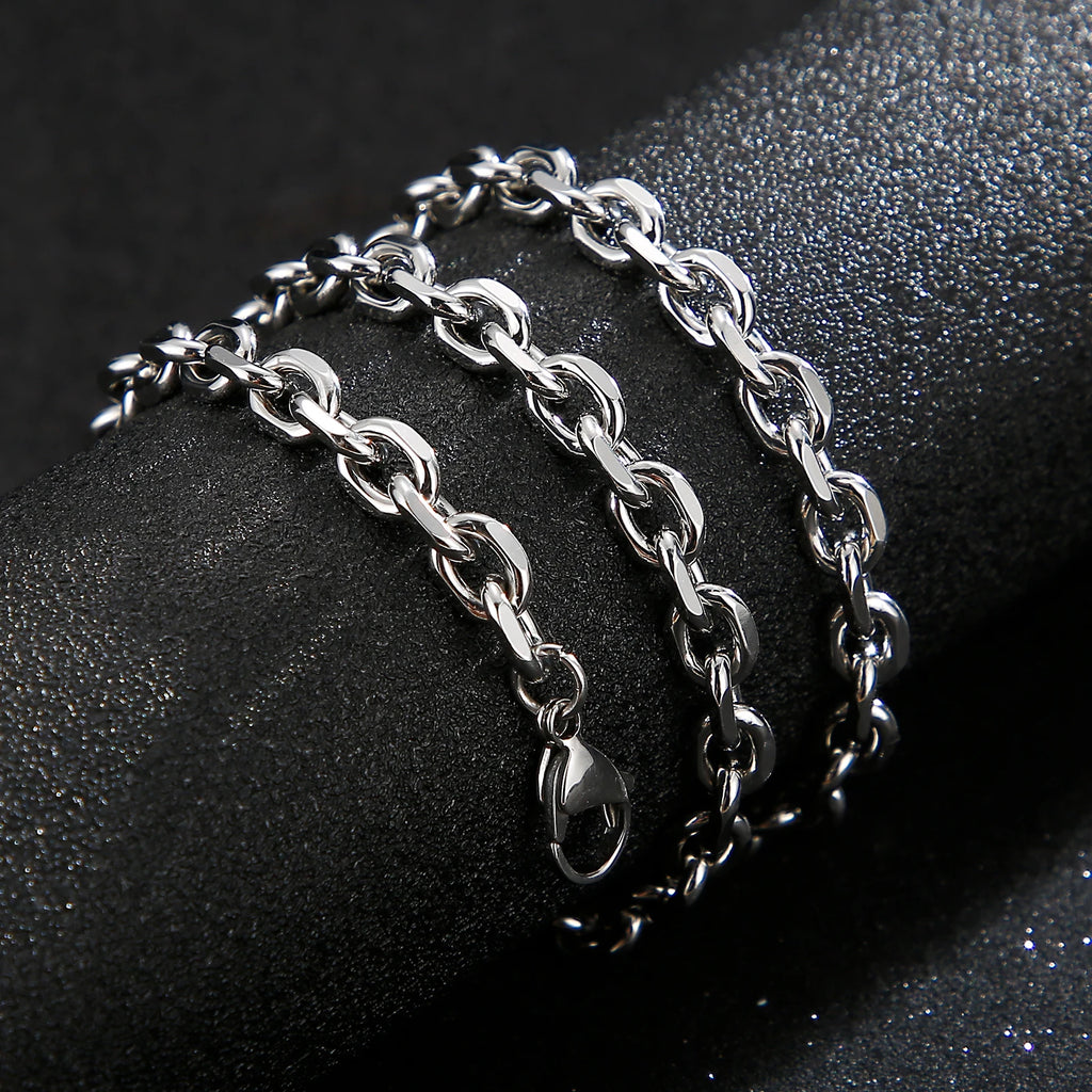Kalen Gold/Silver Color O-Chain Geometric Stitching Necklace Men's Stainless Steel Jewelry Wholesale