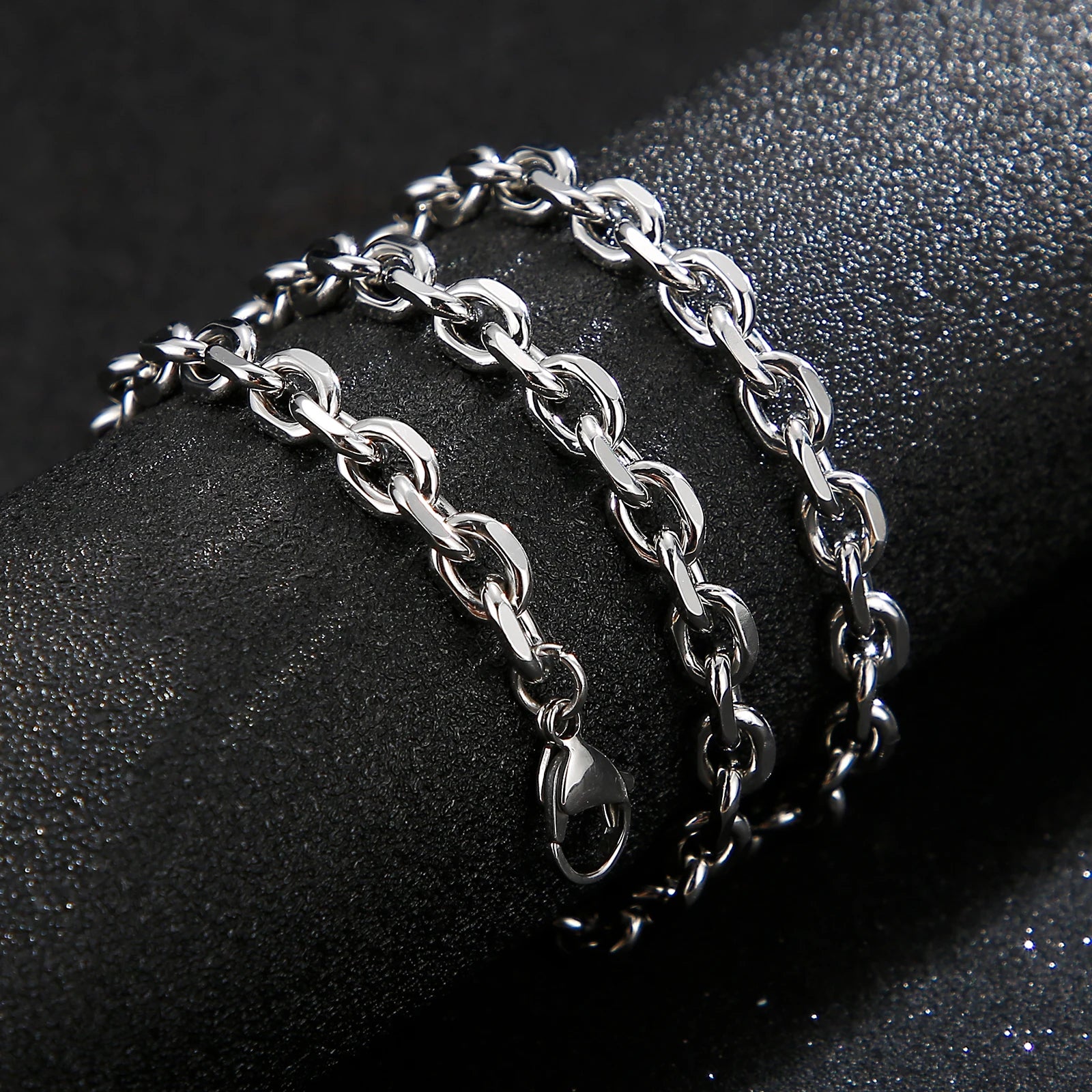 Kalen Gold/Silver Color O-Chain Geometric Stitching Necklace Men's Stainless Steel Jewelry Wholesale