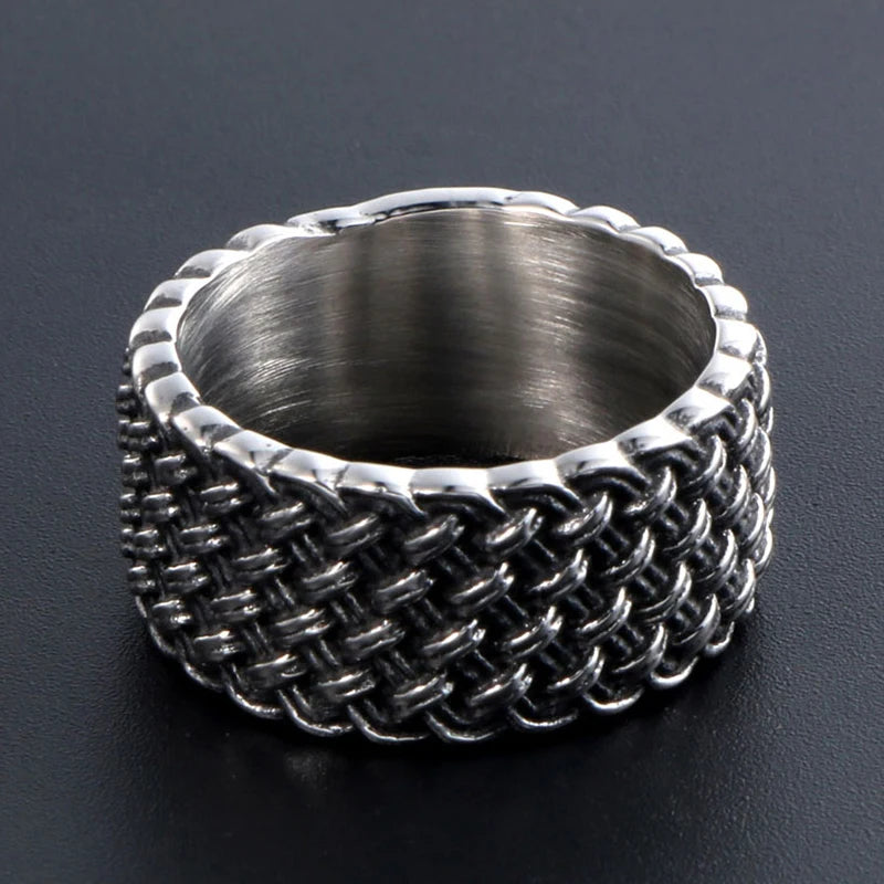 Sales Retro Cool Weaved Rings For Man Wedding Bands Jewelry Fashion Stainless Steel Men's Rings Men Finger Jewelry