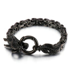 Dragon Head Byzantine Double Link Bracelet — Stainless Steel