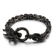 Dragon Head Byzantine Double Link Bracelet — Stainless Steel