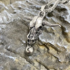 Bull Skull Bell Pendant Necklace — Stainless Steel