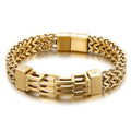 Gold Color Stainless Steel Bracelet for Men 11MM Link Chain Men's On Hand Bands Bracelets Male Jewellery Iron Mannen