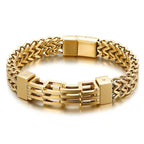 Gold Color Stainless Steel Bracelet for Men 11MM Link Chain Men's On Hand Bands Bracelets Male Jewellery Iron Mannen