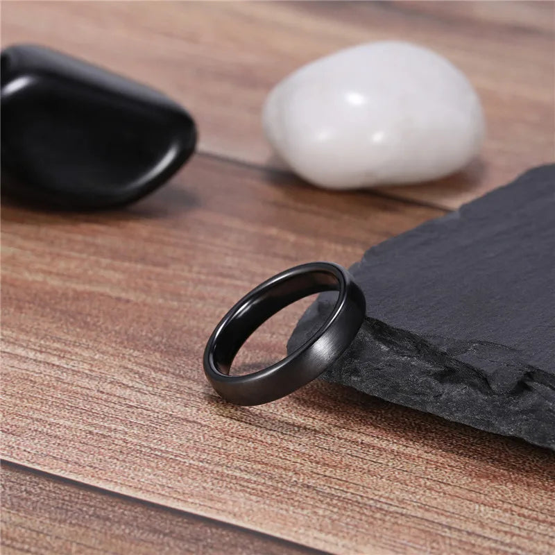 Tigrade Ceramic Brushed Black Ring For Men Women 4/6/8mm Width Tendy Male Wedding Ring Matte anillos mujer Plus Size