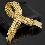 Luxury Yellow Gold Color Bracelet For Men 18MM Wide Stainless Steel Men's Chain Bracelets Metal Jewelry Gifts For