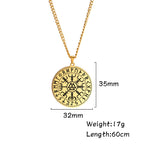 Dawapara Nordic Symbol of Norse Compass In Rune Circle Vegvisir Pendant Necklace Stainless Steel Jewelry Amulet Necklace