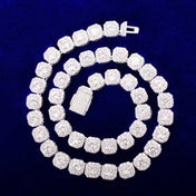 Gold Tennis Chain Necklace Bubble Letter — CZ Iced