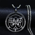 Demon Seal Silver Pendant Necklace — Stainless Steel