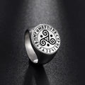 LIKGREAT Vintage Triskele Ring Triple Stainless Steel Signet Ring for Men Spiral Symbol Protection Amulet 2023 New Year