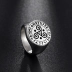 LIKGREAT Vintage Triskele Ring Triple Stainless Steel Signet Ring for Men Spiral Symbol Protection Amulet 2023 New Year
