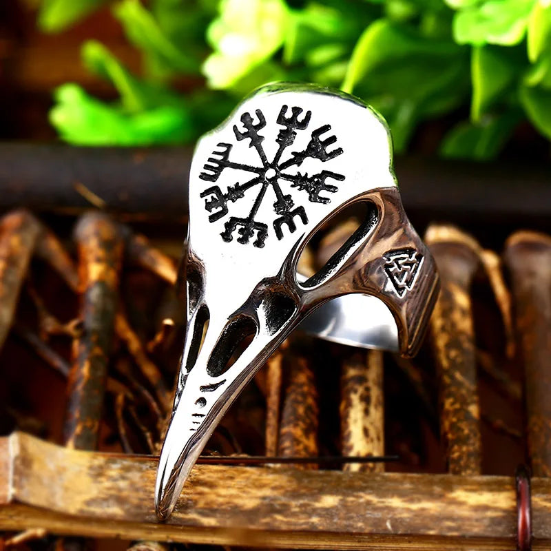 BEIER Stainless steel Thor Hammer Viking Amulet Viking Raven Ring Scandinavian Jewelry man Ring BR8-296