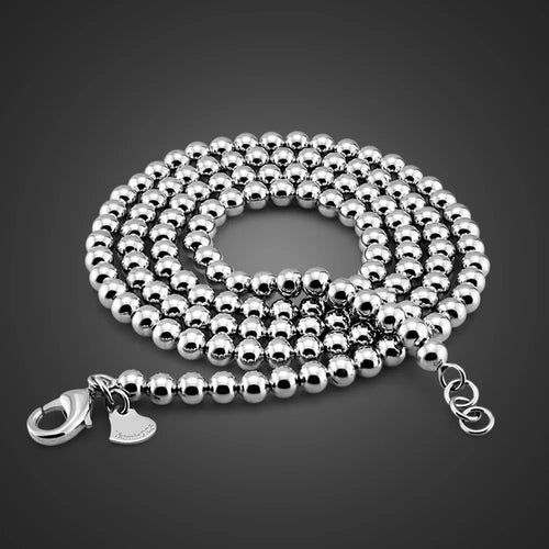 Fashion Man Genuine 925 Sterling Silver Beads Neck Chain 5 /6mm Link Necklace for Women Men Long Bead Chain Jewelry