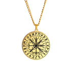 Dawapara Nordic Symbol of Norse Compass In Rune Circle Vegvisir Pendant Necklace Stainless Steel Jewelry Amulet Necklace