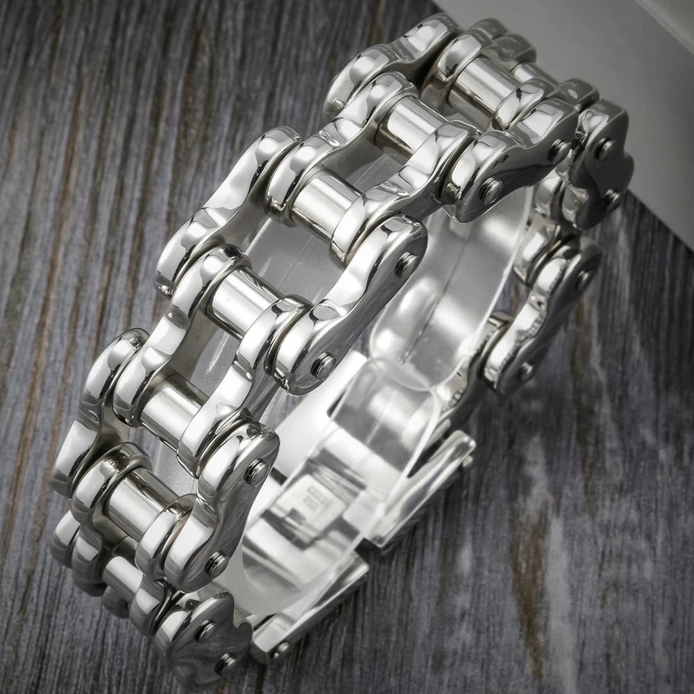 22/24CM Long 21MM Wide Bracelet Men Rock And Roll Motorcycle Chain Men's Bracelets Heavy Stainless Steel Bangles Biker