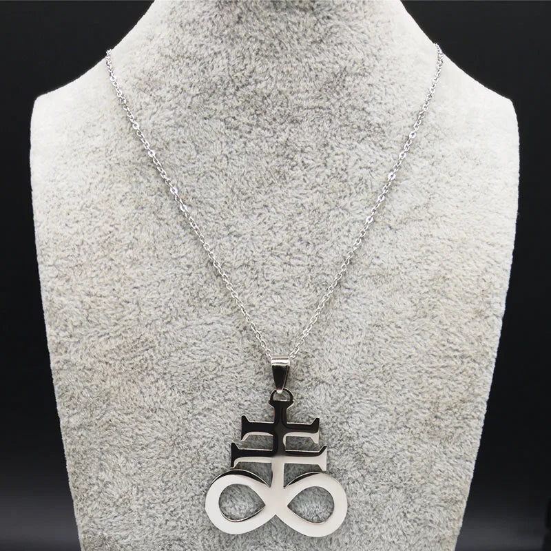 Cross Silver Pendant Satan Church Symbol Kolye