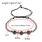 Luxury Micro Pave CZ 8mm Disco Charm Men Bracelet Classic Hematite Beaded Woven Bracelets Bileklik Women Jewelry