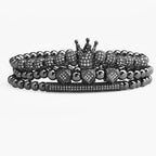 3pcs/Set Luxury Gold Color Beads Royal King Crown Dice Charm CZ Ball Bracelet Mens Fashion Bracelets & Bangles Multi