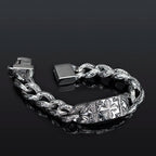 17MM Wide On Hand Cuban Link Chain Bracelet for Man Retro Stainless Steel Men's Cross Bracelets Cool Male Jewelry