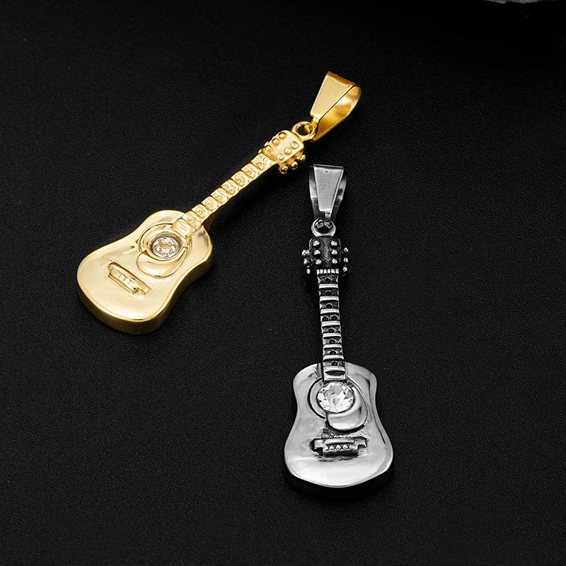 Guitar Stainless Steel Pendant Necklace