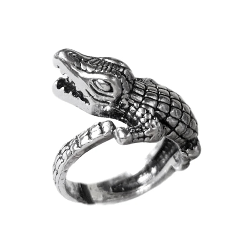 Ring for Women Girls Dragon Snake Fashion Men Jewelry Vintage Ancient Silver Color Punk Hip Hop Adjustable Locomotive