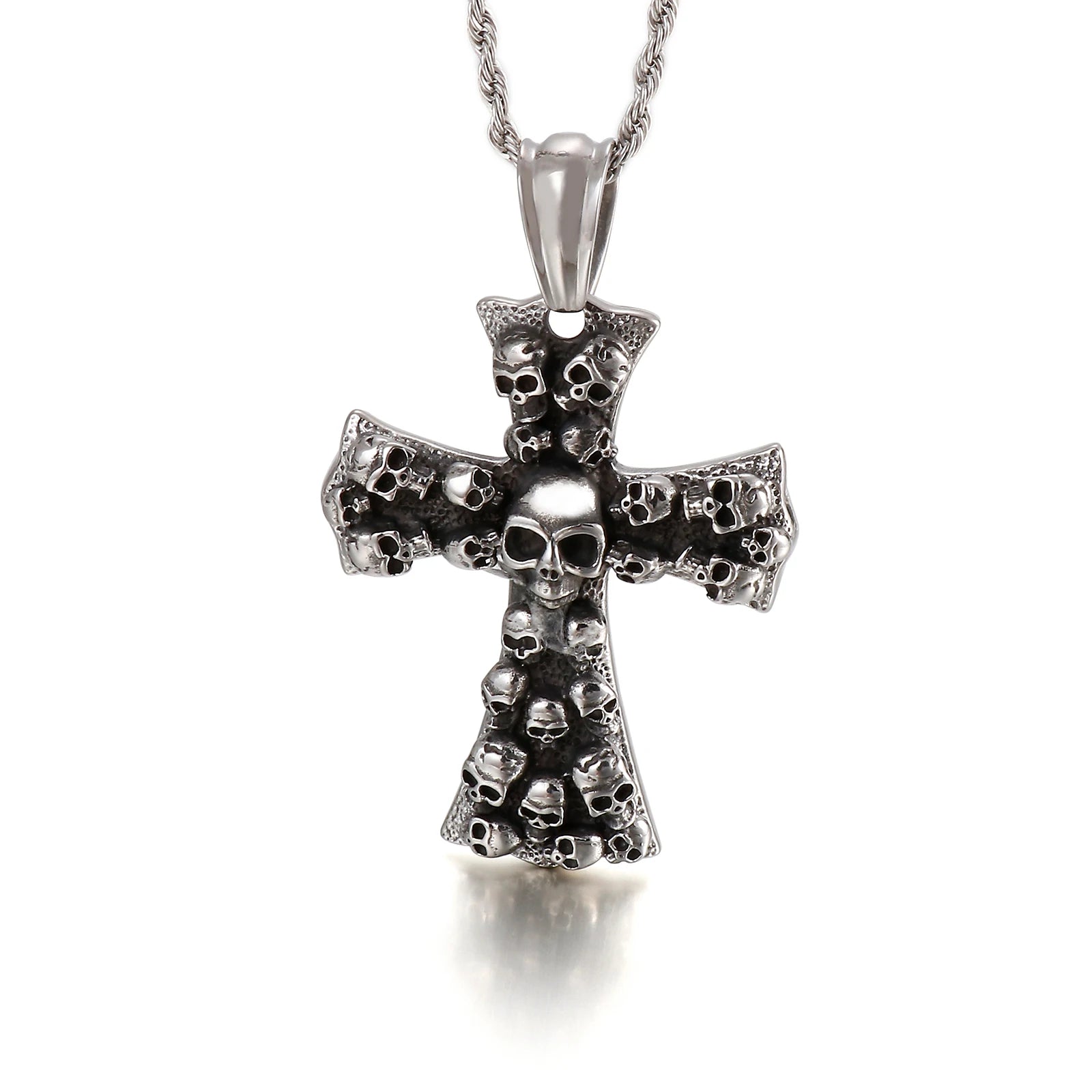 Evil Cross Ghost Skull Pendant Necklace — Stainless