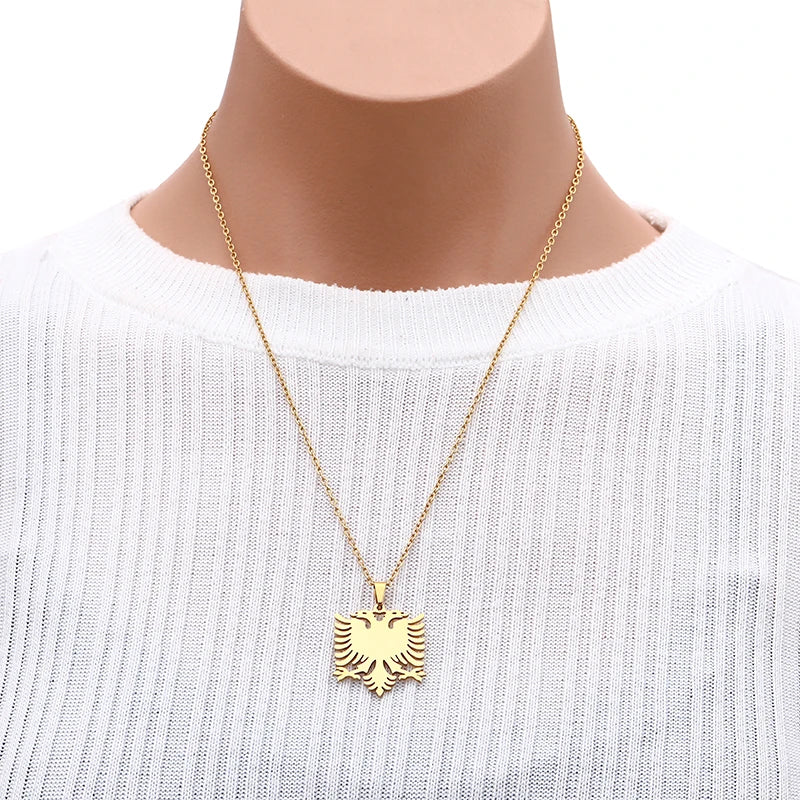 Albania Eagle Pendant Necklace — Two-Tone