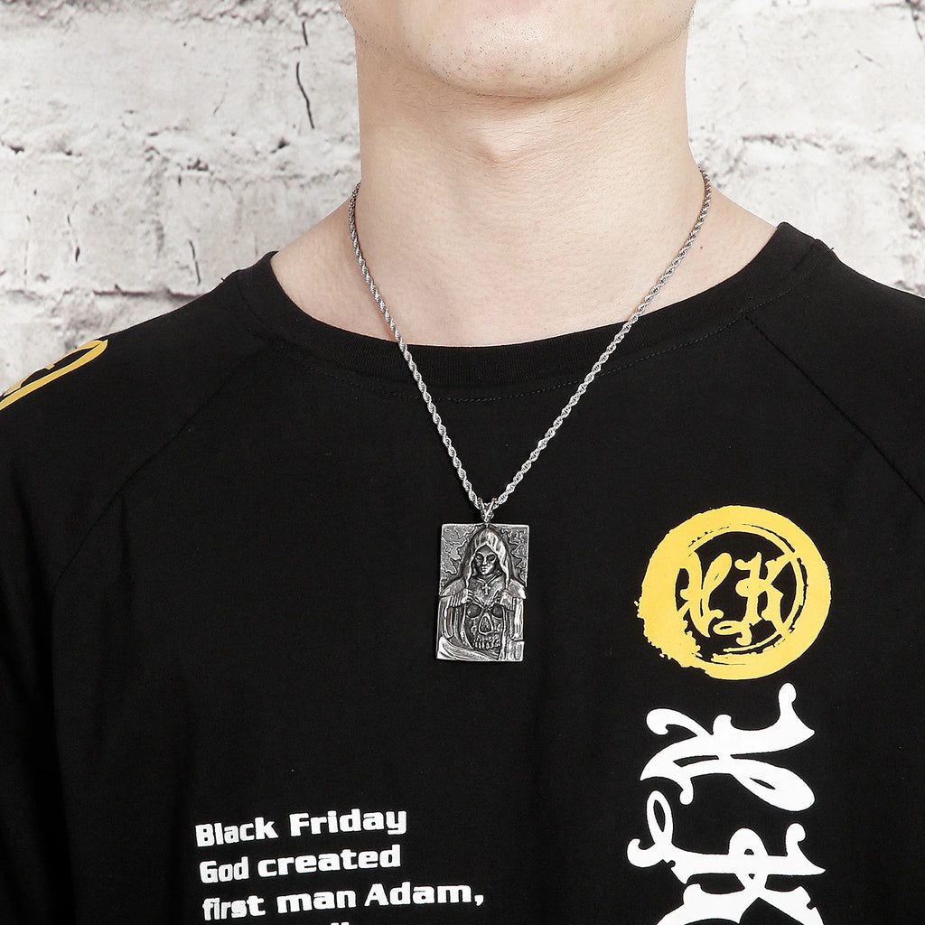 Masked Death Ghost Pendant Necklace — Stainless Steel