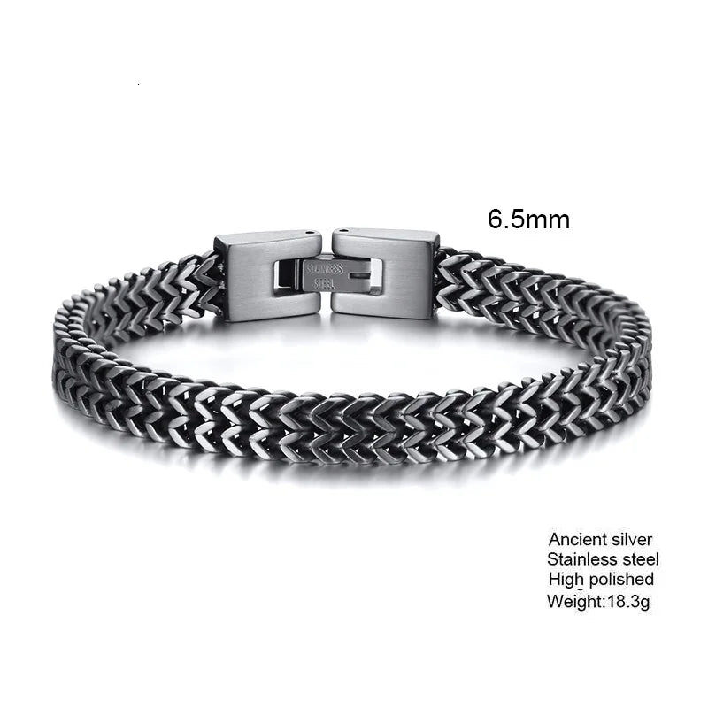Stylish Stainless Steel Bali Foxtail Chain Bracelet for Men,Double Franco Link Chain Bracelets,Male Jewelry Gift for