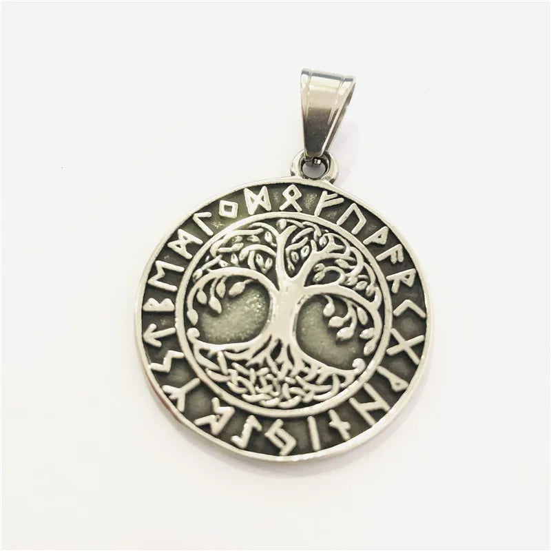 Viking Vegvisir Rune Compass Pendant — Stainless Steel