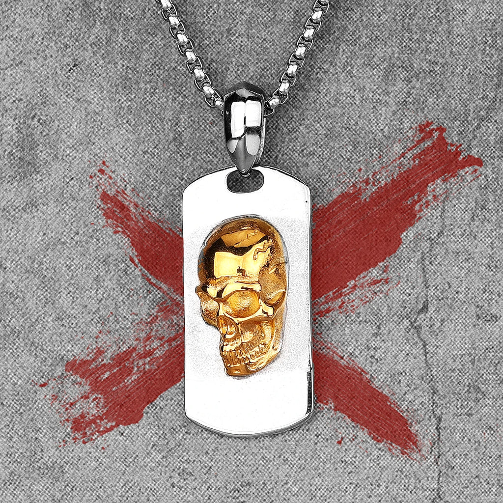 Golden Devil Skull Pendant Necklace — Stainless