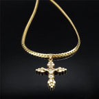 Cross Jesus Gold Pendant Small Acier Inoxydable