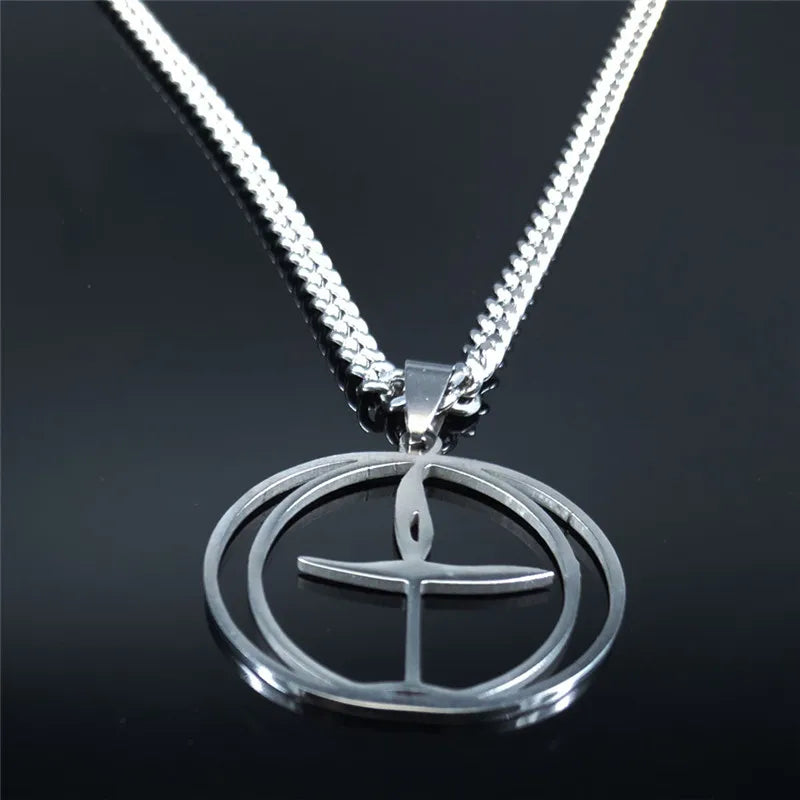 Silver Pendant Flaming Unitary Chalice Universalist