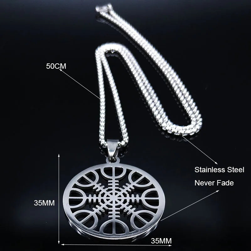 Viking Compass Pendant Necklace — Stainless Steel