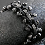 Handmade Leather Braided Bracelet With Belt Buckle Stainless Steel Boys Bracelets Men's Bike Jewellery Accessories Cuff