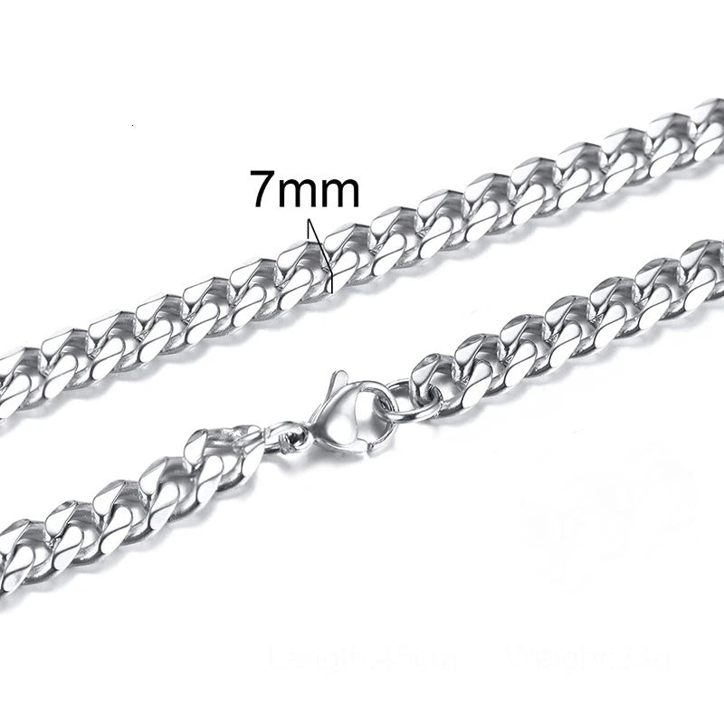 Cuban Link Chain Necklace 3-7mm — Stainless Steel