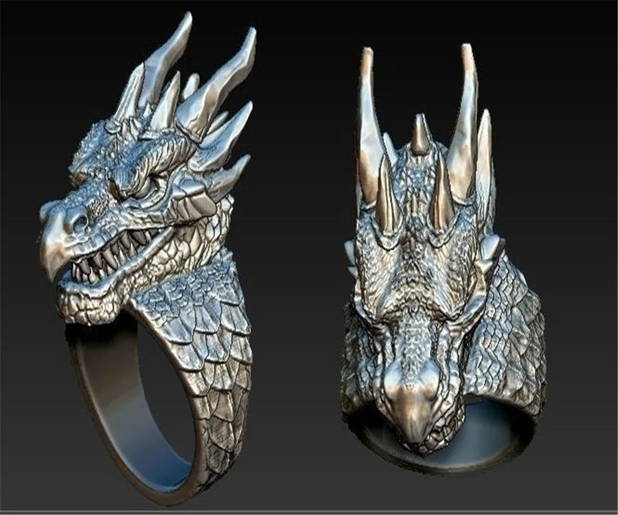 Milangirl Vintage Punk Gothic Ring Dragon Ring Men's Fashion Dragon Man Ring Jewelry