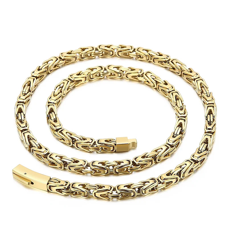 50-65CM 25.5" 6MM Chain Necklace Choker for Men Luxury Gold Color Stainless Steel Men's Necklaces Best Friends Birthday