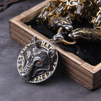 Never Fade Men stainless steel Wolf head norse viking amulet thor hammer pendant necklace viking king chain