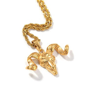 Hip Hop Titanium Steel Skull Goat Horn Pendants Necklaces for Men Rock Jewerly Drop Shipping
