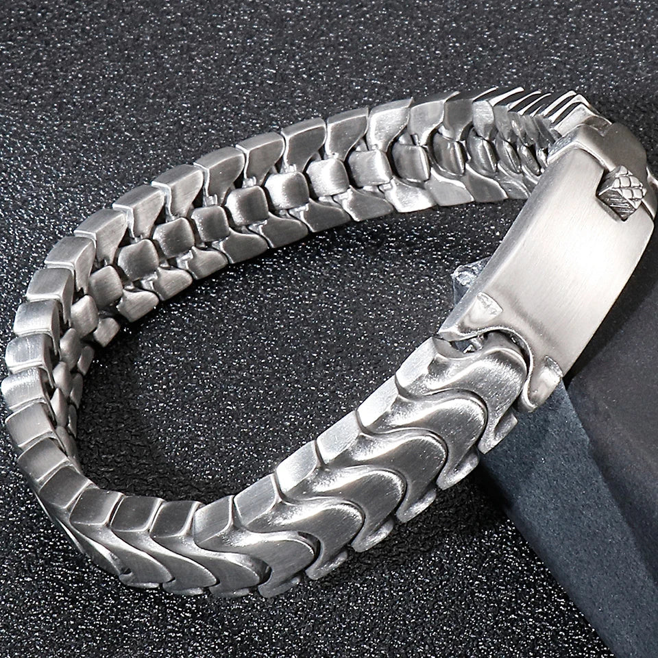 Brushed Man Bracelet for Men 12MM Matte Solid Stainless Steel Men's On Hand Bands Bracelets Male Jewelry Iron Mannen