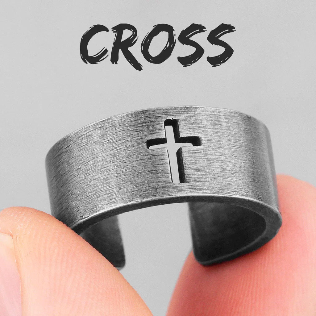 Simple Punk Retro Black Stainless Steel Mens Rings for Women Couple Lover Boy Girlfriend Biker Jewelry Creativity Gift