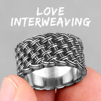Grid Weave Stainless Steel Mens Rings Retro Industrial Style Simple for Male Boyfriend Biker Jewelry Creativity Gift