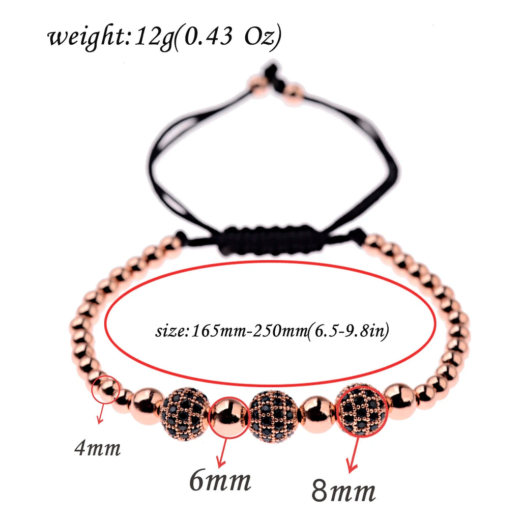 Luxury Micro Pave CZ 8mm Disco Charm Men Bracelet Classic Hematite Beaded Woven Bracelets Bileklik Women Jewelry